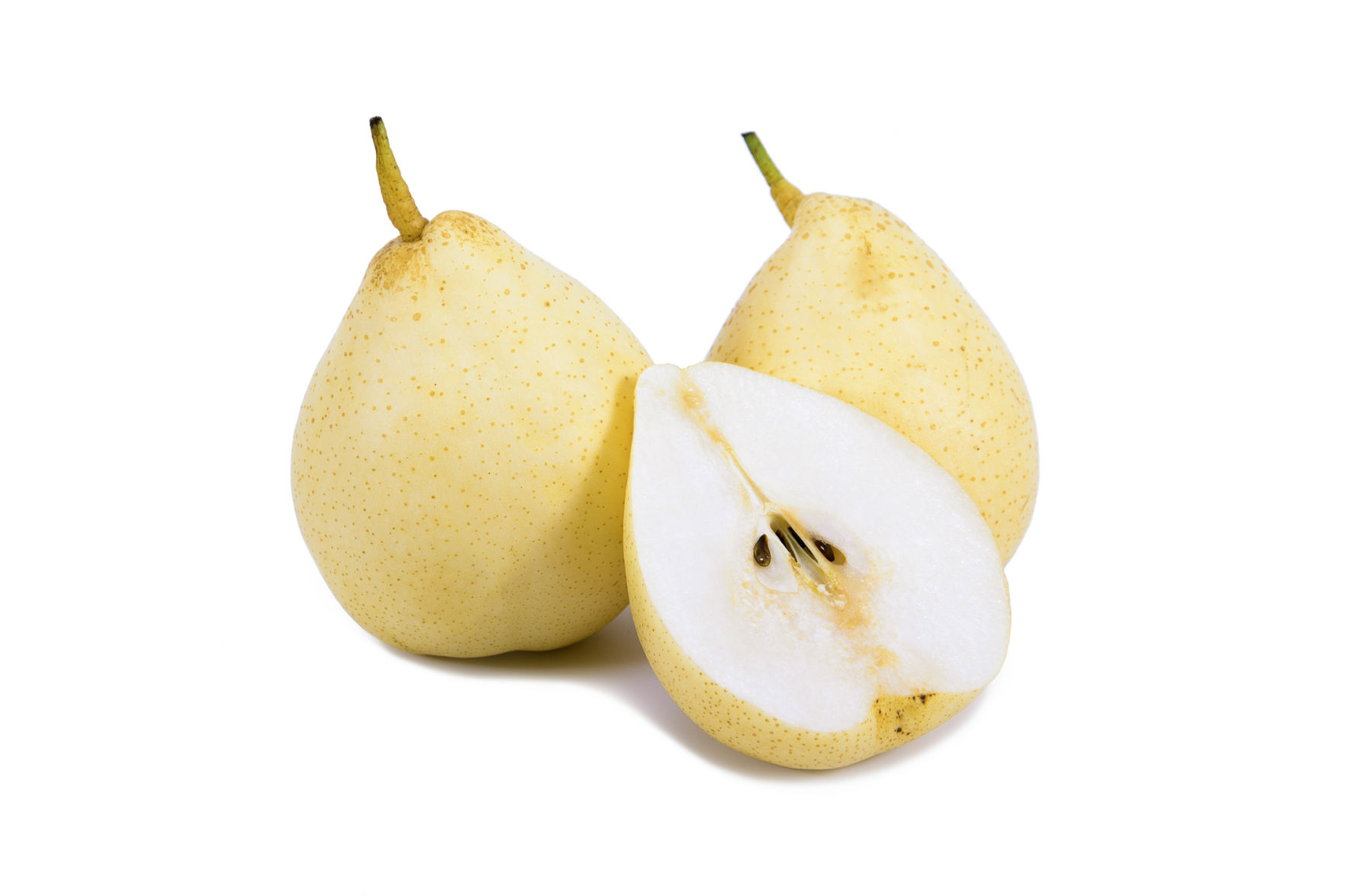 Nashi pear sliced isolated on white background